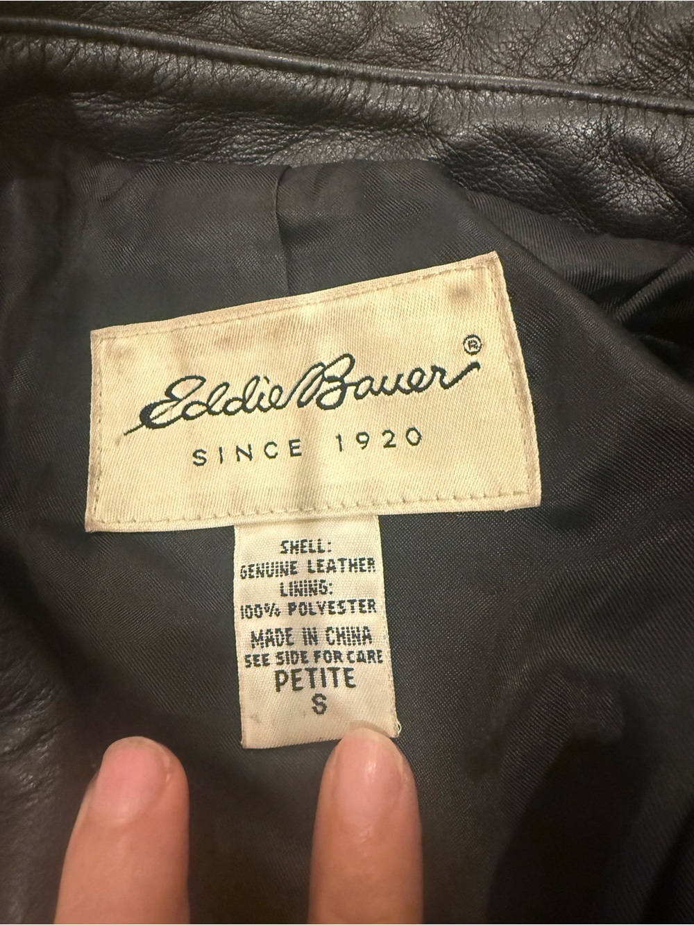 Eddie Bauer Black Petite Genuine Leather Jacket